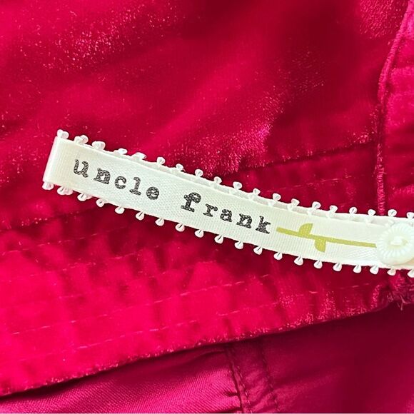 Uncle Frank Pink Velvet Dress Size Medium Fuchsia Bishop Sleeve Mini Shift - Picture 7 of 9